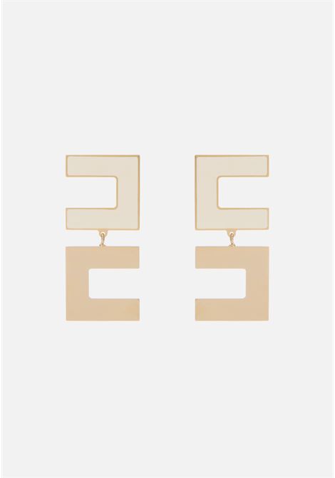 Orecchini doppio logo smaltati burro ELISABETTA FRANCHI | OR57A42E2193